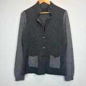 VIDA Gray Wool & Alpaca Blend Cardigan | Soft Textured Knit